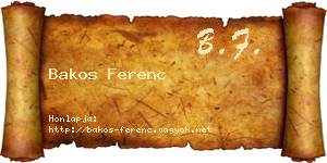 Bakos Ferenc névjegykártya